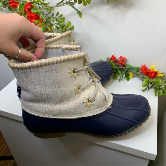 SOLD❌Jack Rogers Gold Blue Chloe Duck Boots - Picture 4 of 8